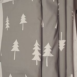 Grey & white pine tree curtains (includes 4 panels) 42" x 64"